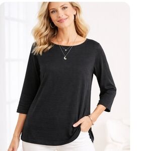 Chico's Black Knit Top Women Size 2